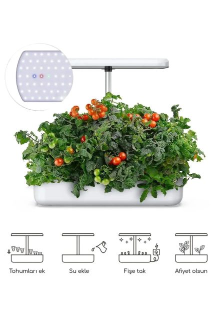 Akıllı Ev Bahçesi – 4 Mevsim Topraksız Doğal Bitki ve Sebze Yetiştirme Kiti, 12 Bölmeli Sistem